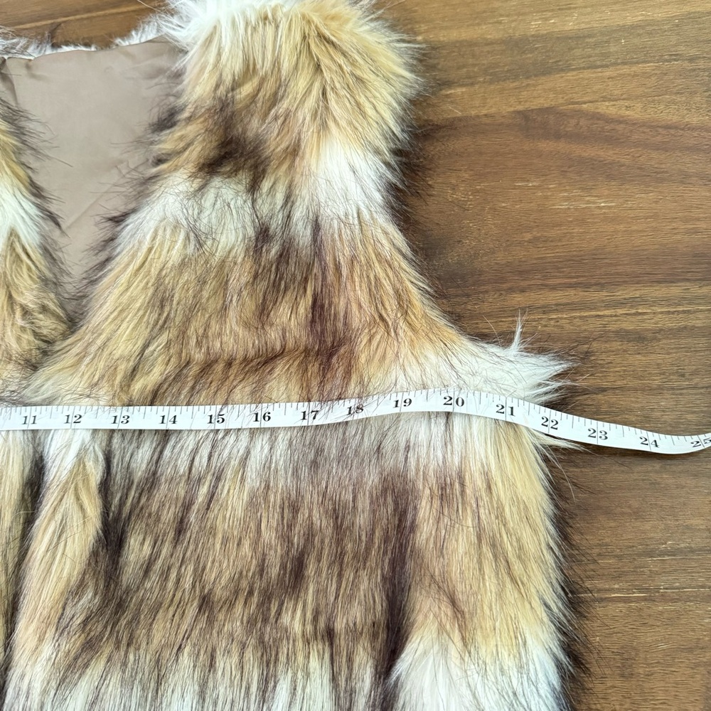 Women's Faux Fur Fashion Vest in Brown/Beige Size M/L - Picture 7 of 9